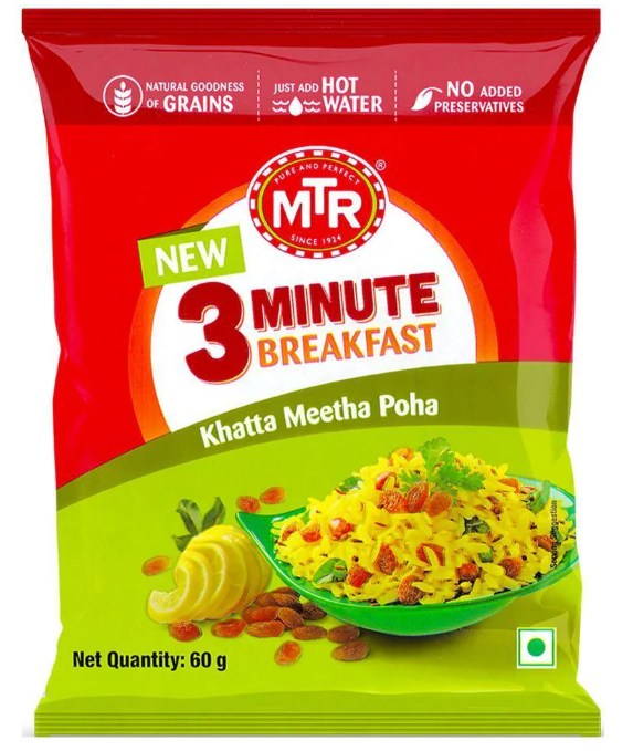 MTR 3 Minute Breakfast Instant Mix - Poha, 60g
